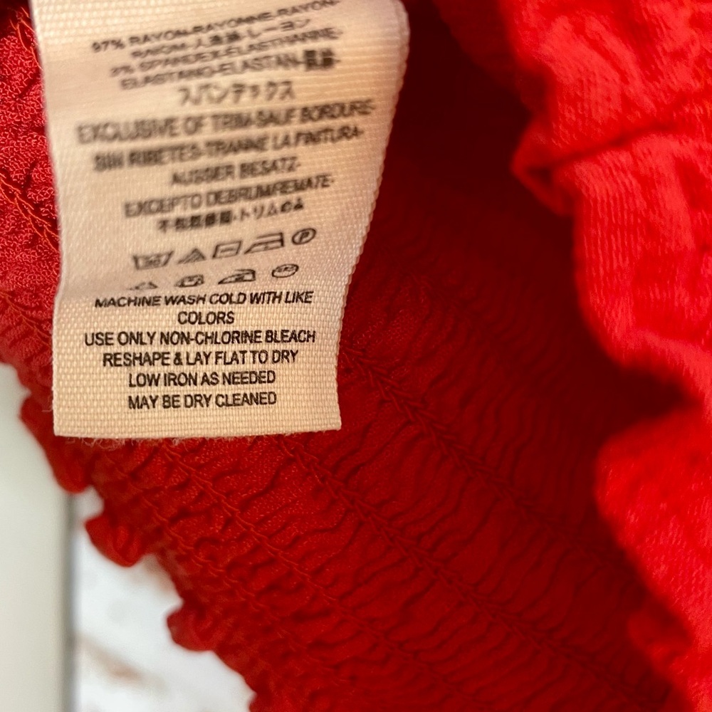 Free People Red Ruched Sleeve Blouse - Picture 4 of 4